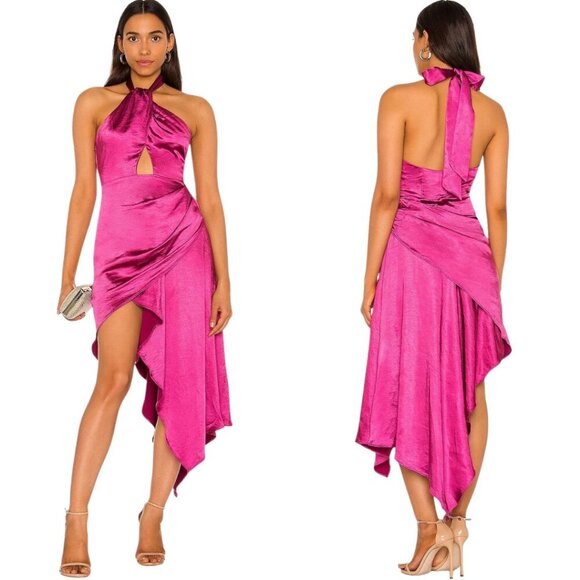 Elliatt Revolve Caroline Dress Women's Large Ruby Asymmetrical Halter Party NWT - Picture 1 of 16